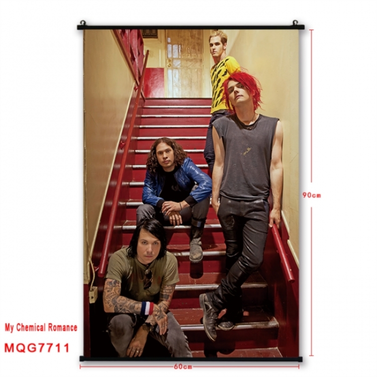 My Chemical Romance Anime black Plastic rod Cloth painting Satin cloth Wall Scroll 60X90CM 