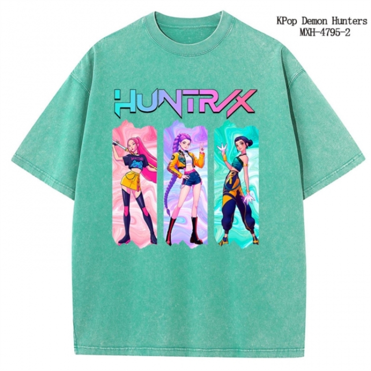 K-Pop Demon Hunters Anime peripheral pure cotton washed and worn T-shirt from S to 2XL