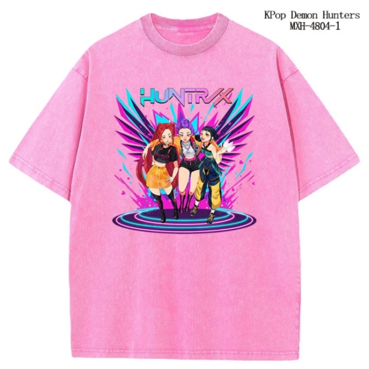 K-Pop Demon Hunters Anime peripheral pure cotton washed and worn T-shirt from S to 2XL