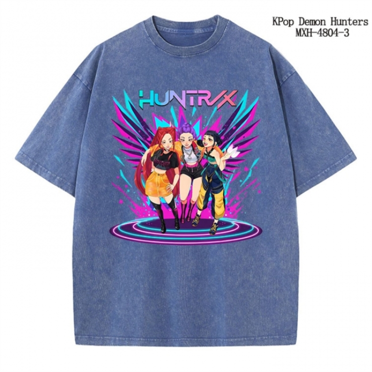 K-Pop Demon Hunters Anime peripheral pure cotton washed and worn T-shirt from S to 2XL