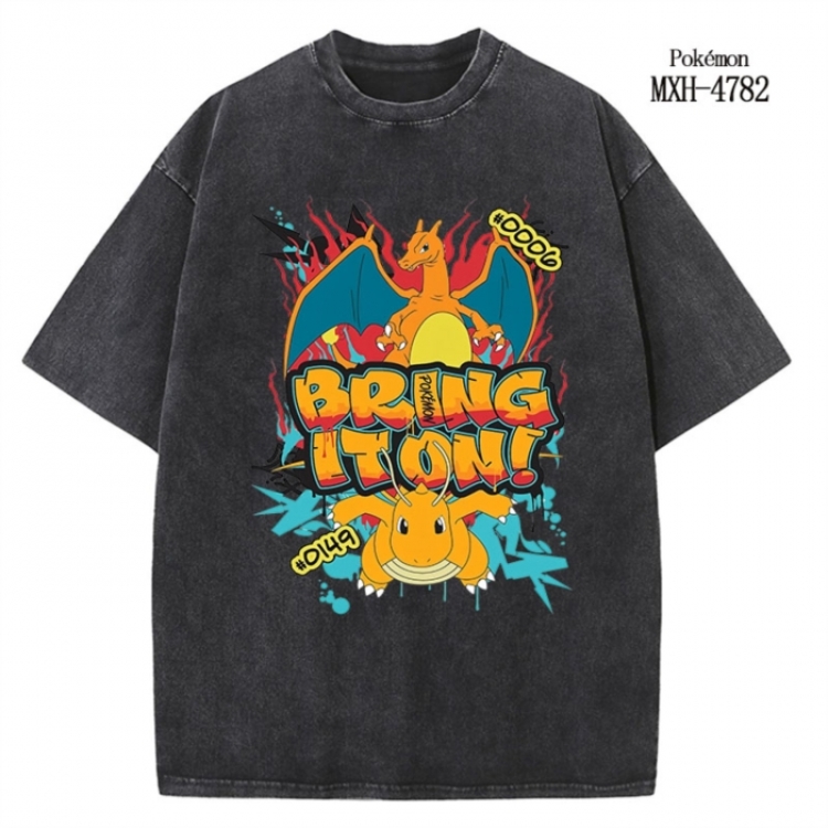 Pokemon Anime peripheral pure cotton washed and worn T-shirt from S to 2XL