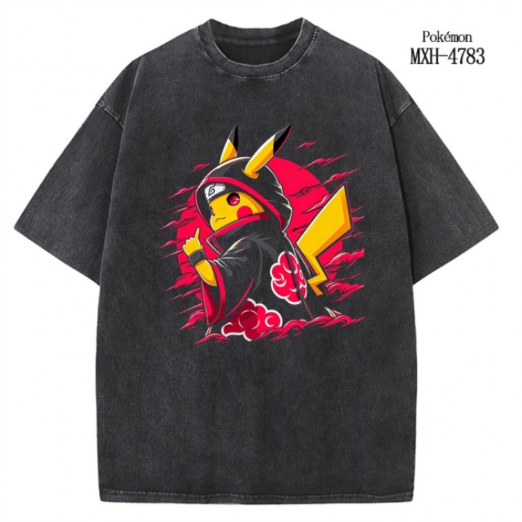 Pokemon Anime peripheral pure cotton washed and worn T-shirt from S to 2XL