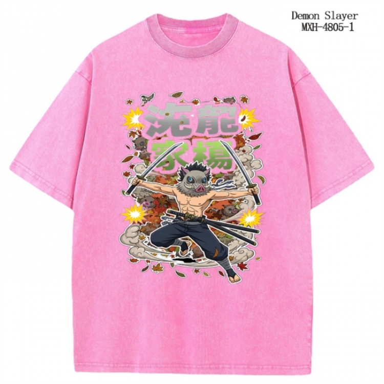 Demon Slayer Kimets Anime peripheral pure cotton washed and worn T-shirt from S to 2XL