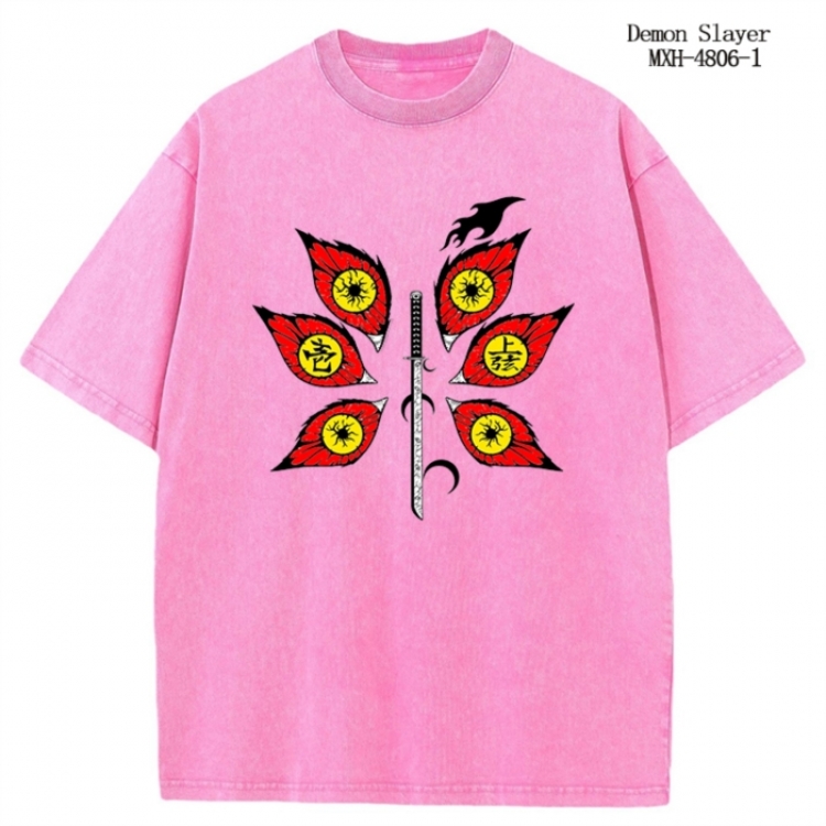 Demon Slayer Kimets Anime peripheral pure cotton washed and worn T-shirt from S to 2XL