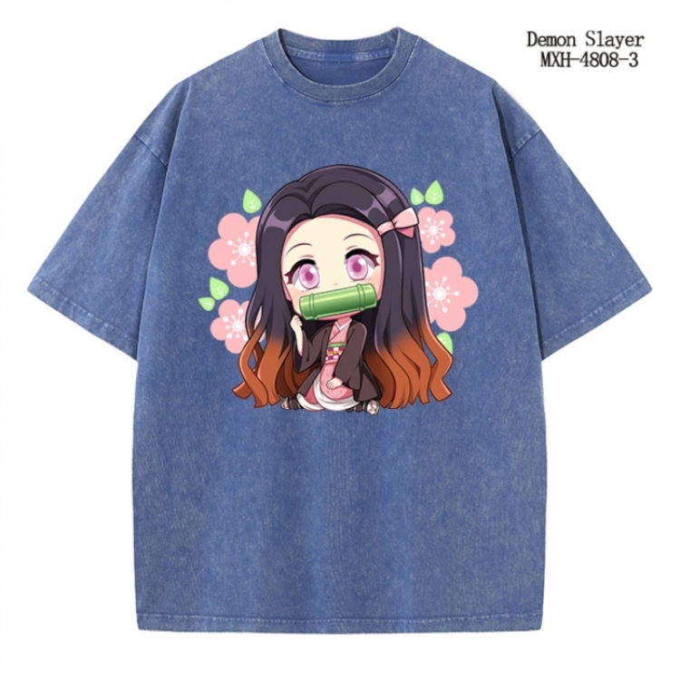 Demon Slayer Kimets Anime peripheral pure cotton washed and worn T-shirt from S to 2XL