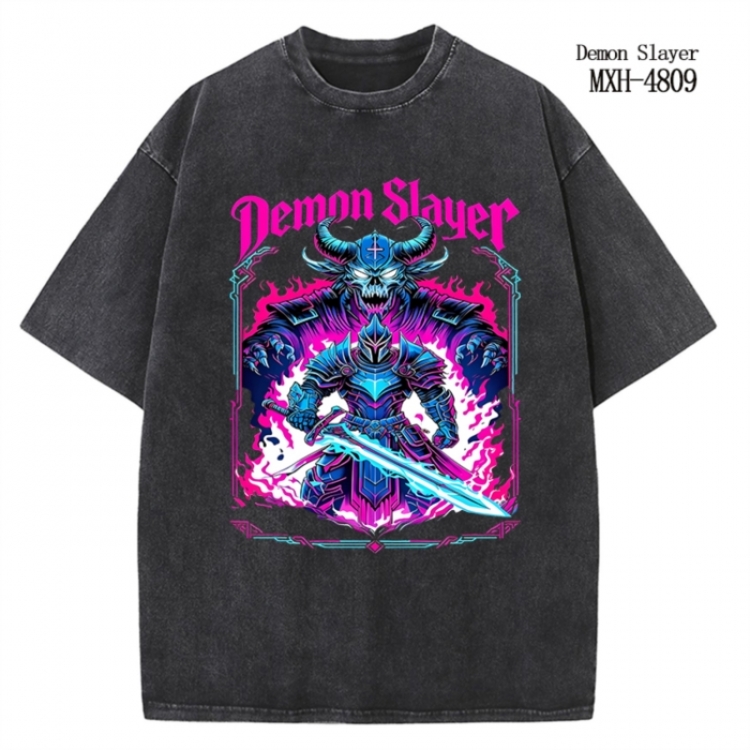 Demon Slayer Kimets Anime peripheral pure cotton washed and worn T-shirt from S to 2XL