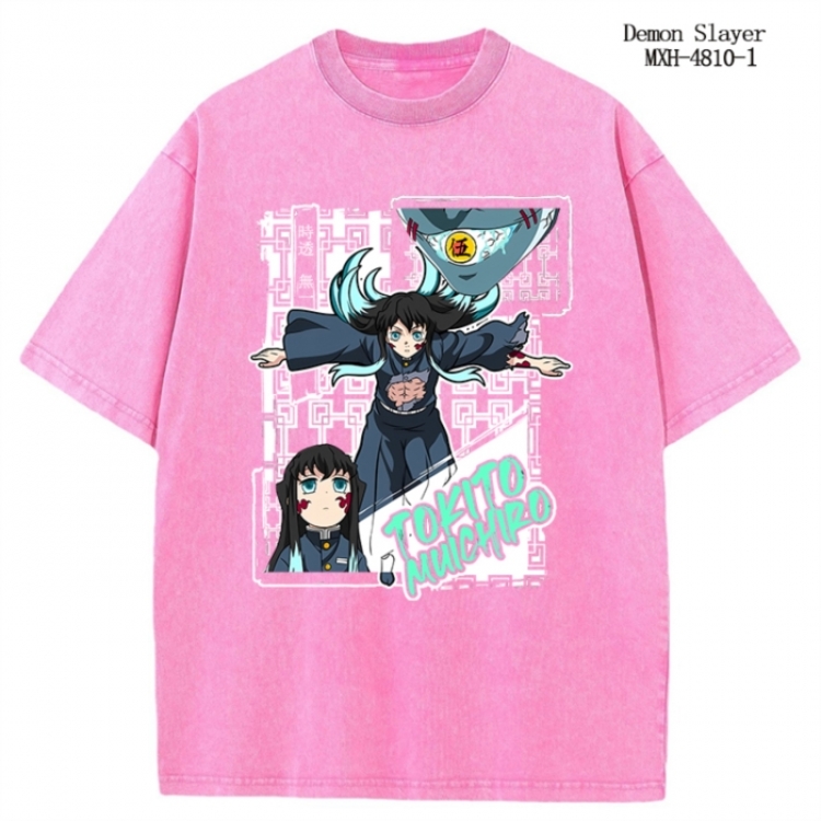 Demon Slayer Kimets Anime peripheral pure cotton washed and worn T-shirt from S to 2XL