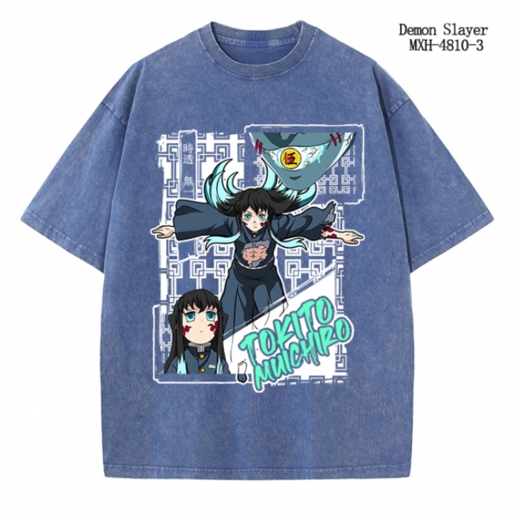 Demon Slayer Kimets Anime peripheral pure cotton washed and worn T-shirt from S to 2XL