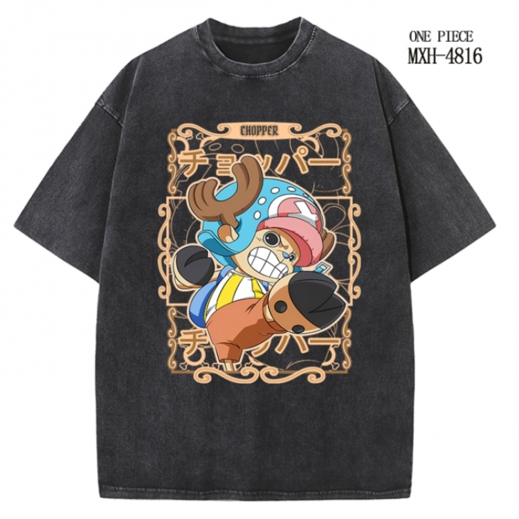 One Piece Anime peripheral pure cotton washed and worn T-shirt from S to 2XL