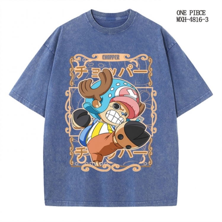 One Piece Anime peripheral pure cotton washed and worn T-shirt from S to 2XL
