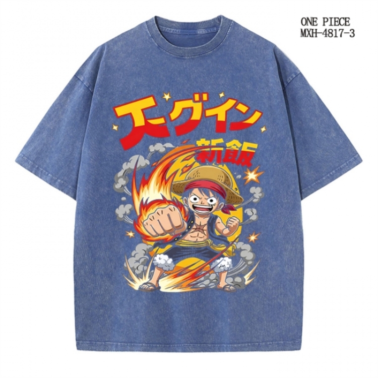 One Piece Anime peripheral pure cotton washed and worn T-shirt from S to 2XL