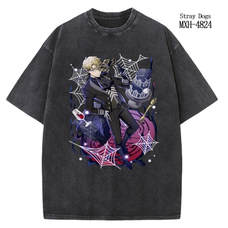 Bungo Stray Dogs Anime peripheral pure cotton washed and worn T-shirt from S to 2XL