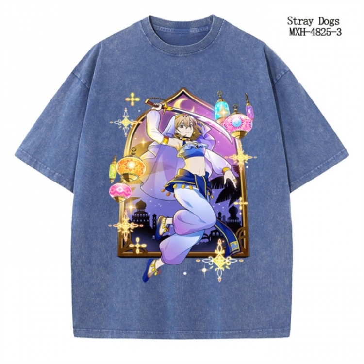 Bungo Stray Dogs Anime peripheral pure cotton washed and worn T-shirt from S to 2XL