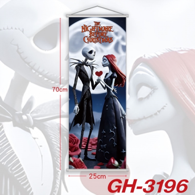 The Nightmare Before Christmas Plastic Rod Cloth Small Hanging Canvas Painting Wall Scroll 25x70cm price for 5 pcs