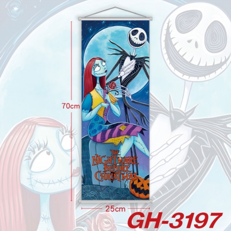 The Nightmare Before Christmas Plastic Rod Cloth Small Hanging Canvas Painting Wall Scroll 25x70cm price for 5 pcs