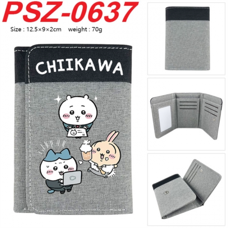 Chiikawa Anime color blocked three fold concealed wallet 12.5X9X2CM 70G