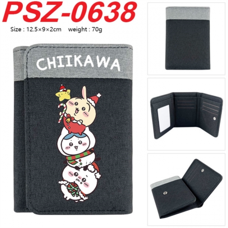 Chiikawa Anime color blocked three fold concealed wallet 12.5X9X2CM 70G