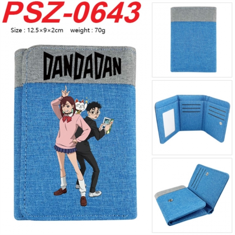 DANDADAN Anime color blocked three fold concealed wallet 12.5X9X2CM 70G