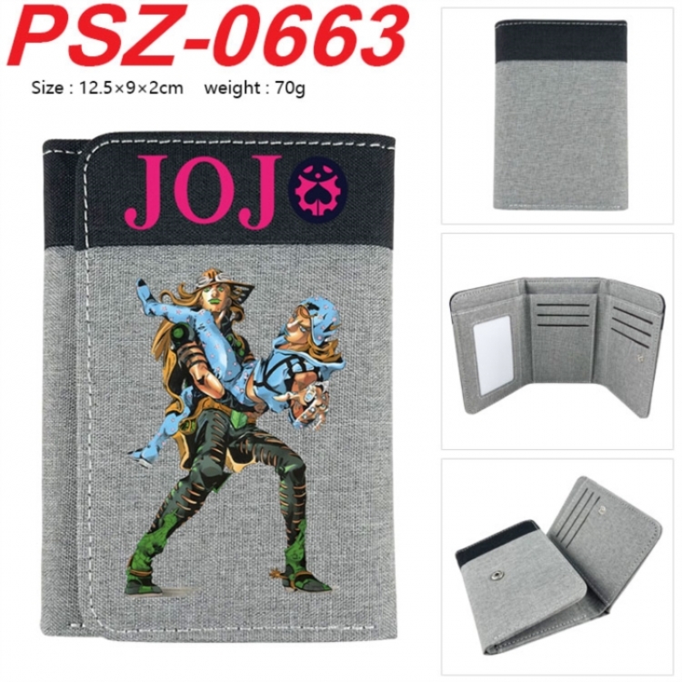 JoJos Bizarre Adventure Anime color blocked three fold concealed wallet 12.5X9X2CM 70G