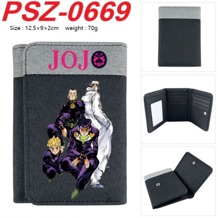 JoJos Bizarre Adventure Anime color blocked three fold concealed wallet 12.5X9X2CM 70G