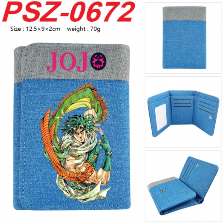 JoJos Bizarre Adventure Anime color blocked three fold concealed wallet 12.5X9X2CM 70G