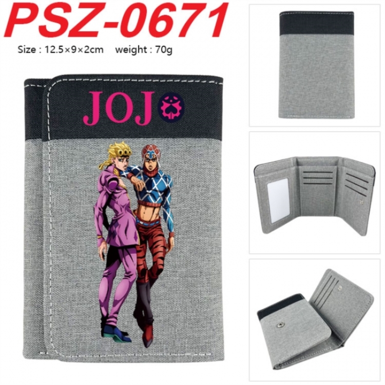 JoJos Bizarre Adventure Anime color blocked three fold concealed wallet 12.5X9X2CM 70G