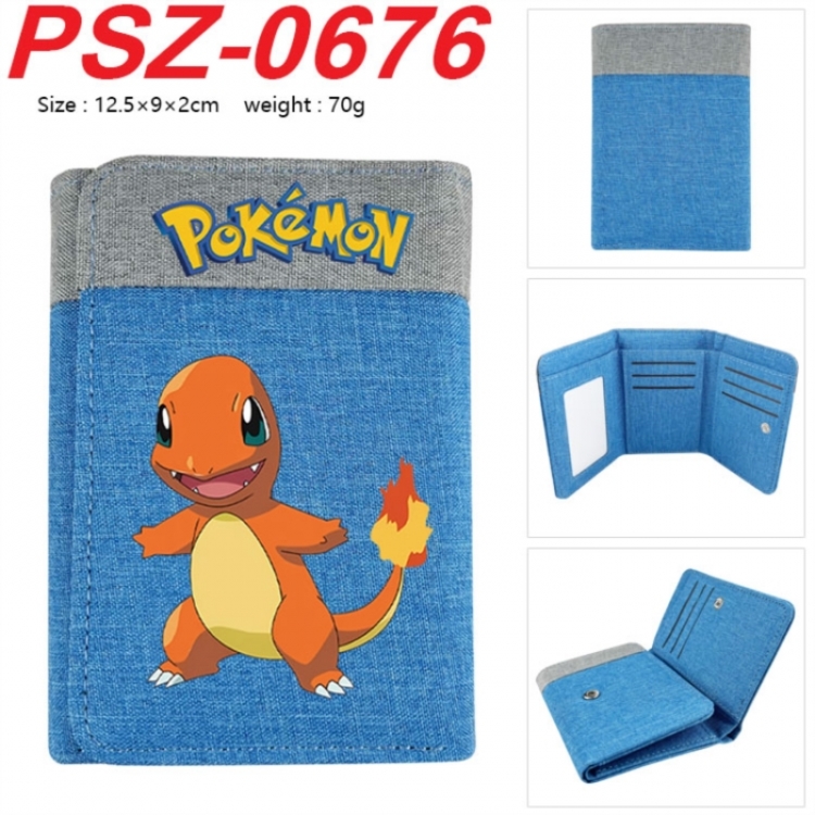 Pokemon Anime color blocked three fold concealed wallet 12.5X9X2CM 70G