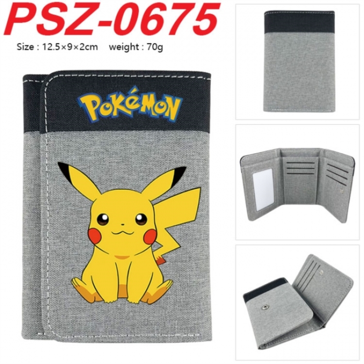 Pokemon Anime color blocked three fold concealed wallet 12.5X9X2CM 70G