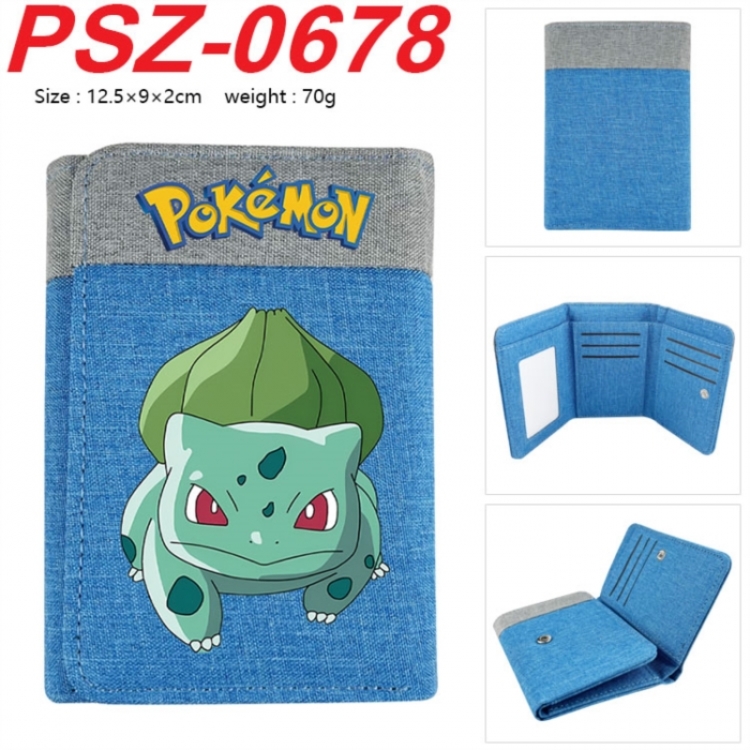 Pokemon Anime color blocked three fold concealed wallet 12.5X9X2CM 70G