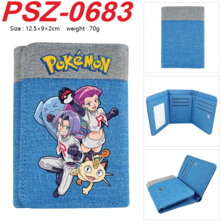Pokemon Anime color blocked three fold concealed wallet 12.5X9X2CM 70G