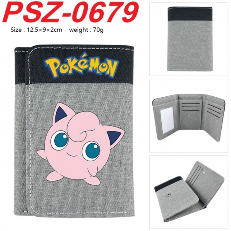 Pokemon Anime color blocked three fold concealed wallet 12.5X9X2CM 70G