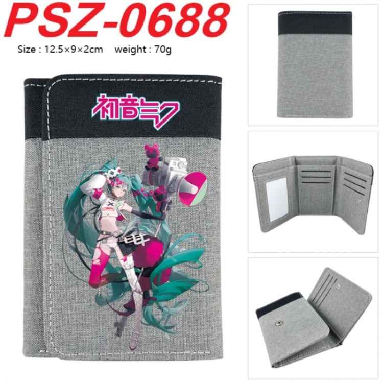 Hatsune Miku Anime color blocked three fold concealed wallet 12.5X9X2CM 70G