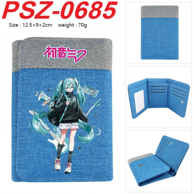 Hatsune Miku Anime color blocked three fold concealed wallet 12.5X9X2CM 70G
