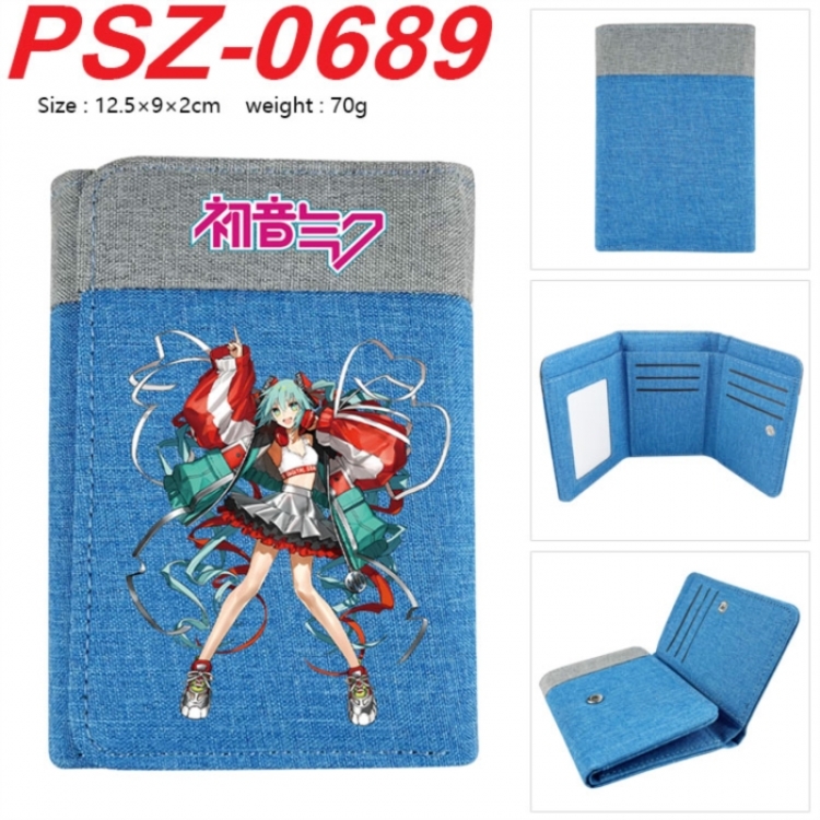 Hatsune Miku Anime color blocked three fold concealed wallet 12.5X9X2CM 70G