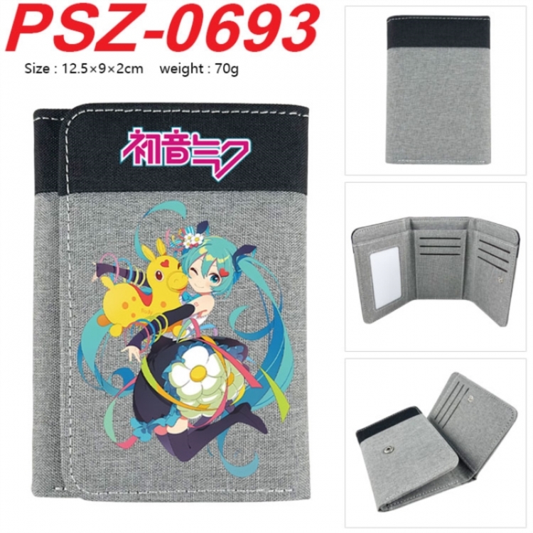 Hatsune Miku Anime color blocked three fold concealed wallet 12.5X9X2CM 70G