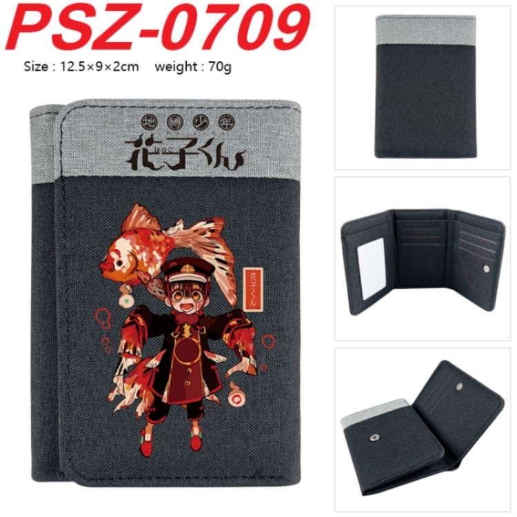 Toilet-bound Hanako-kun Anime color blocked three fold concealed wallet 12.5X9X2CM 70G