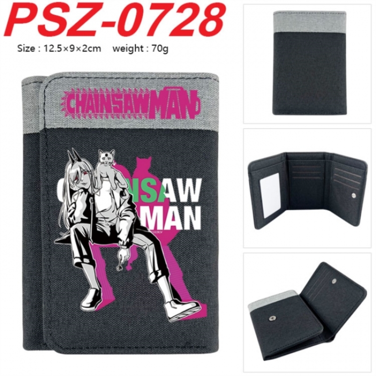 Chainsaw Man Anime color blocked three fold concealed wallet 12.5X9X2CM 70G