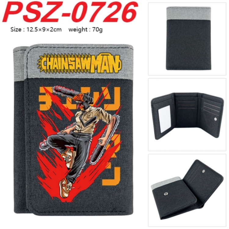 Chainsaw Man Anime color blocked three fold concealed wallet 12.5X9X2CM 70G