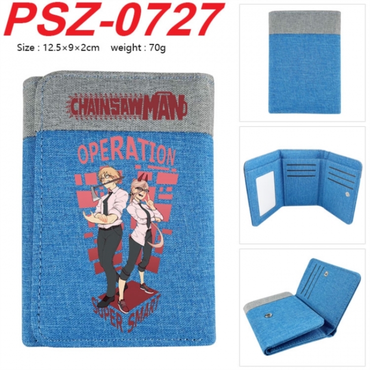 Chainsaw Man Anime color blocked three fold concealed wallet 12.5X9X2CM 70G