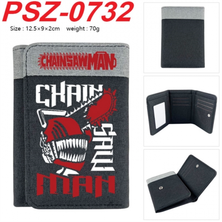Chainsaw Man Anime color blocked three fold concealed wallet 12.5X9X2CM 70G