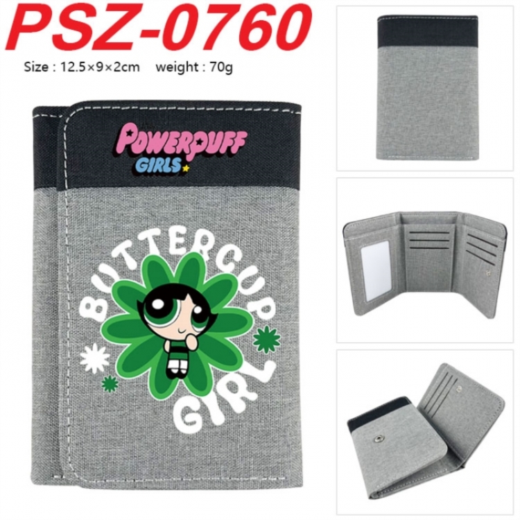 The Powerpuff Girls Anime color blocked three fold concealed wallet 12.5X9X2CM 70G