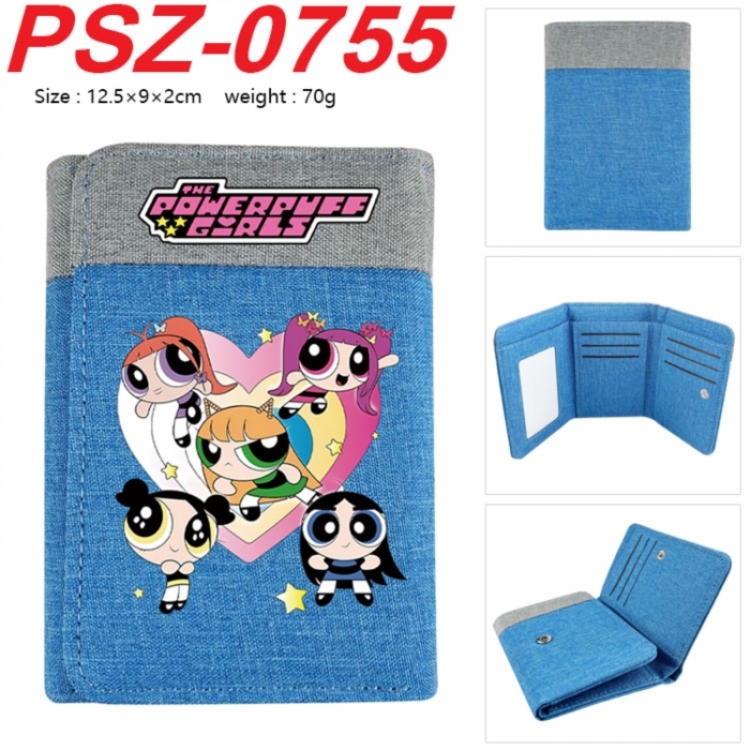 The Powerpuff Girls Anime color blocked three fold concealed wallet 12.5X9X2CM 70G