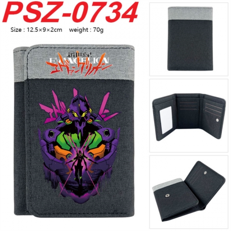 EVA Anime color blocked three fold concealed wallet 12.5X9X2CM 70G