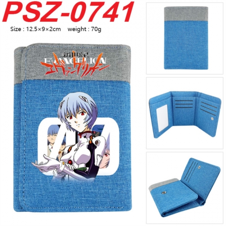 EVA Anime color blocked three fold concealed wallet 12.5X9X2CM 70G