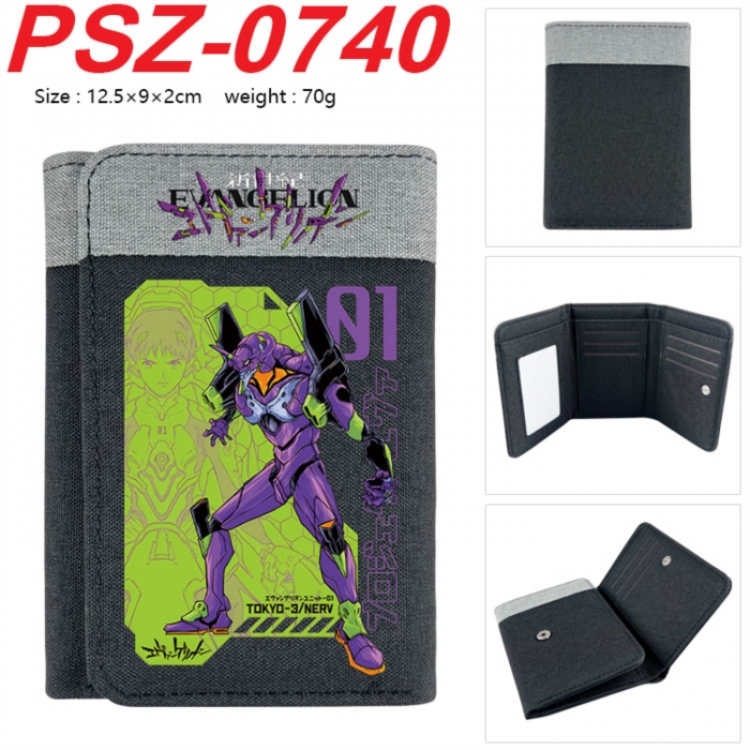 EVA Anime color blocked three fold concealed wallet 12.5X9X2CM 70G