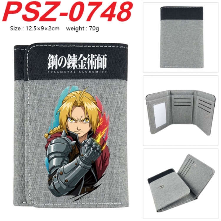 Fullmetal Alchemist Anime color blocked three fold concealed wallet 12.5X9X2CM 70G
