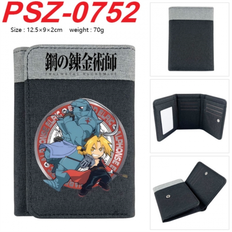 Fullmetal Alchemist Anime color blocked three fold concealed wallet 12.5X9X2CM 70G