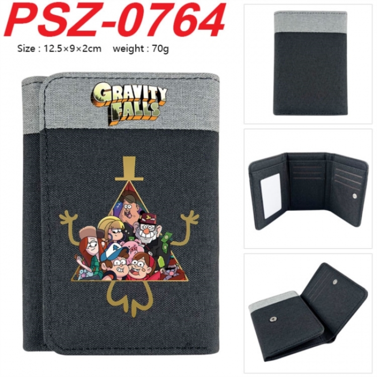 Gravity Falls Anime color blocked three fold concealed wallet 12.5X9X2CM 70G