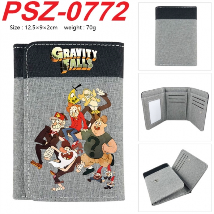 Gravity Falls Anime color blocked three fold concealed wallet 12.5X9X2CM 70G