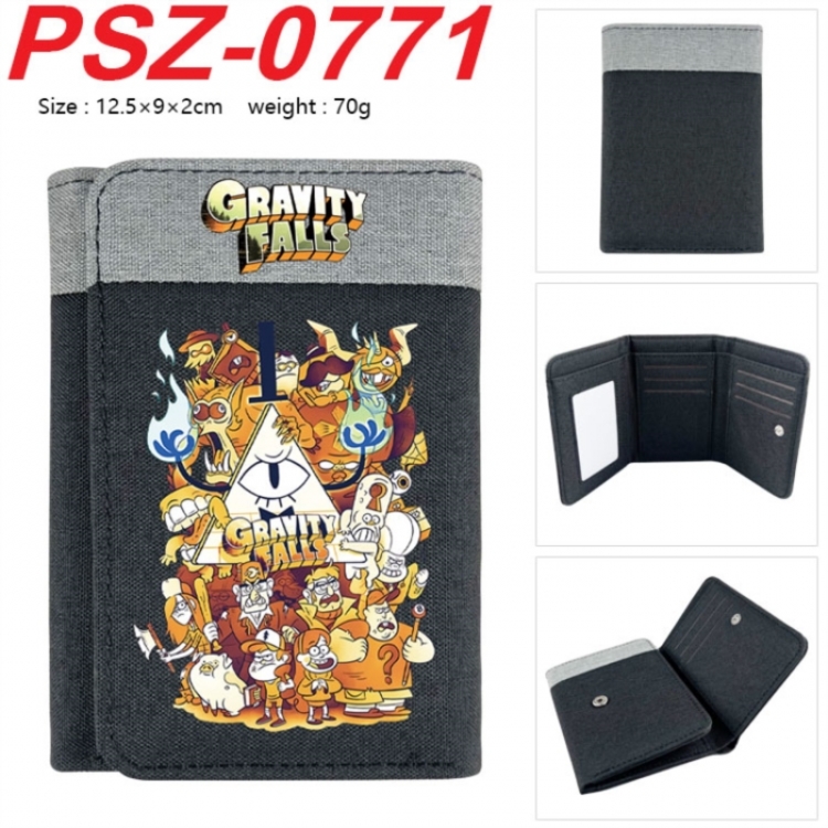 Gravity Falls Anime color blocked three fold concealed wallet 12.5X9X2CM 70G